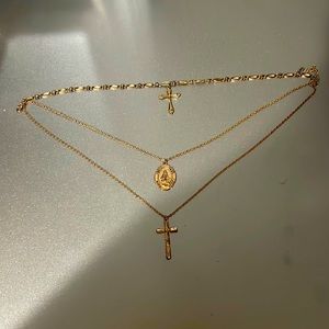 3 layered golden necklace